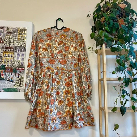 Zimmermann Andie Buttoned Mini Dress in Blue Floral 0P - Picture 10 of 14